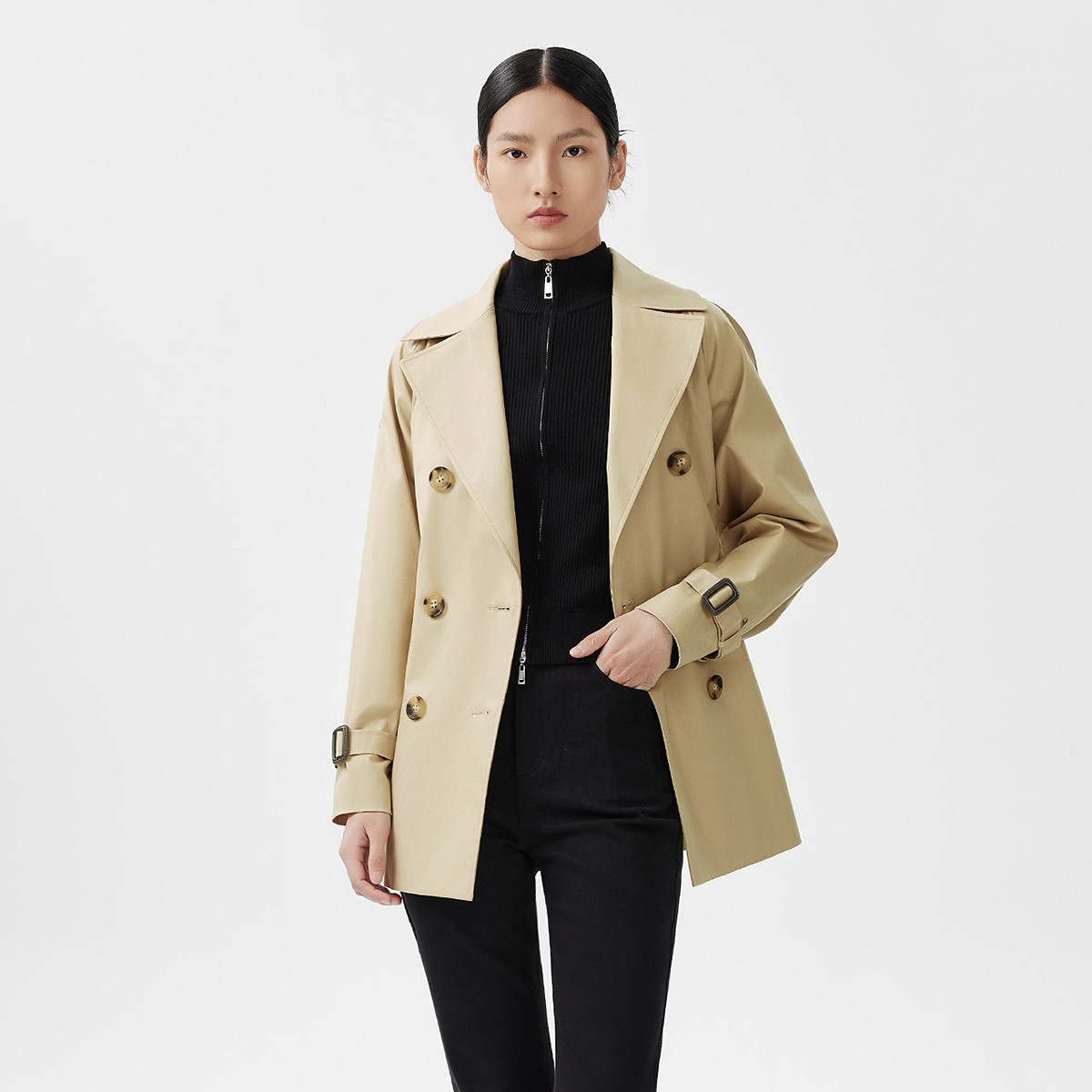 粉丝专享LANCY/朗姿【专柜同款】收腰高级感短款品牌风衣外套女气质