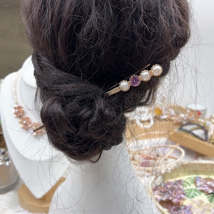 淡水珍珠发饰银S925镶嵌