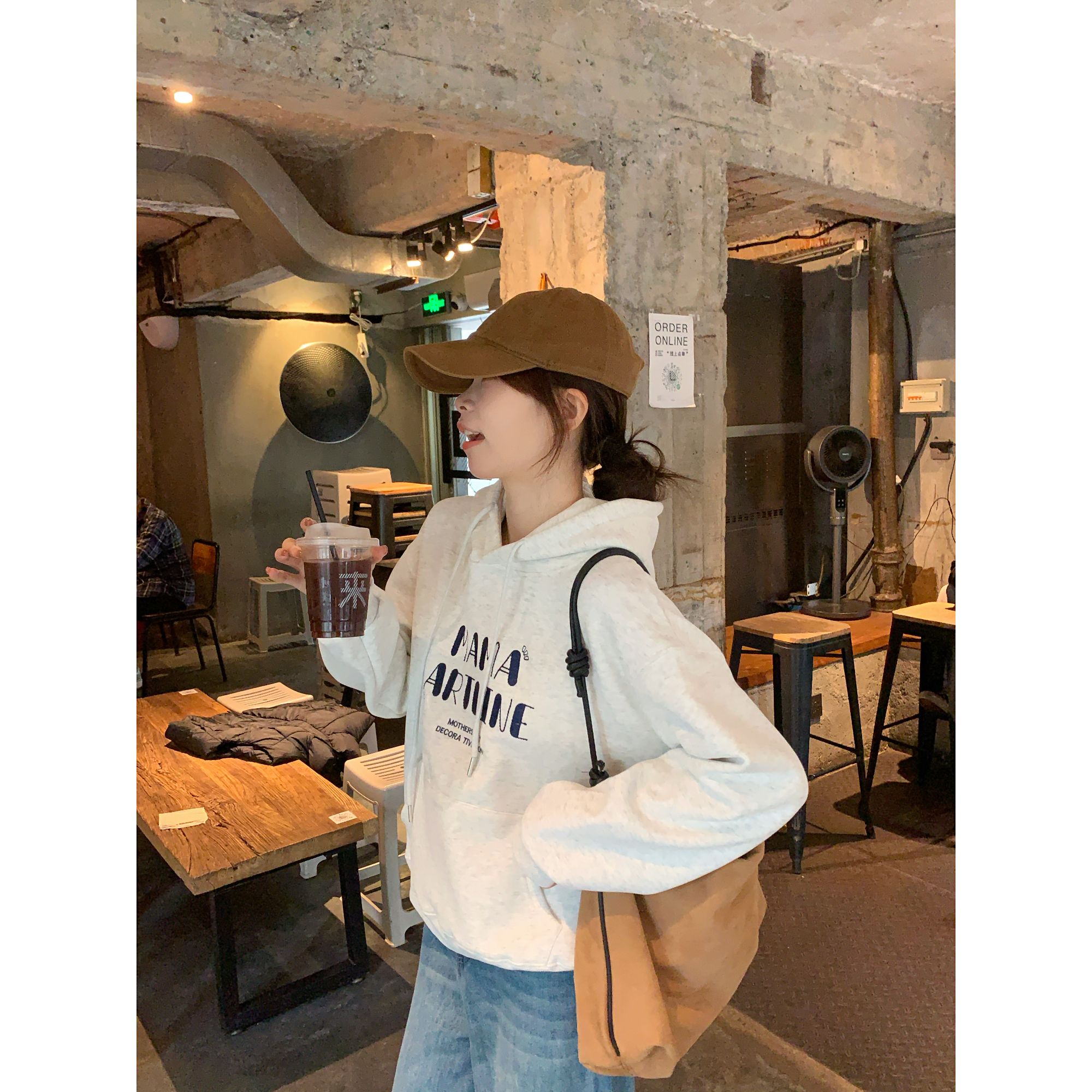 【C·Cai】加绒卫衣慵懒风保暖连帽外套18316#宽松百搭休闲卫衣