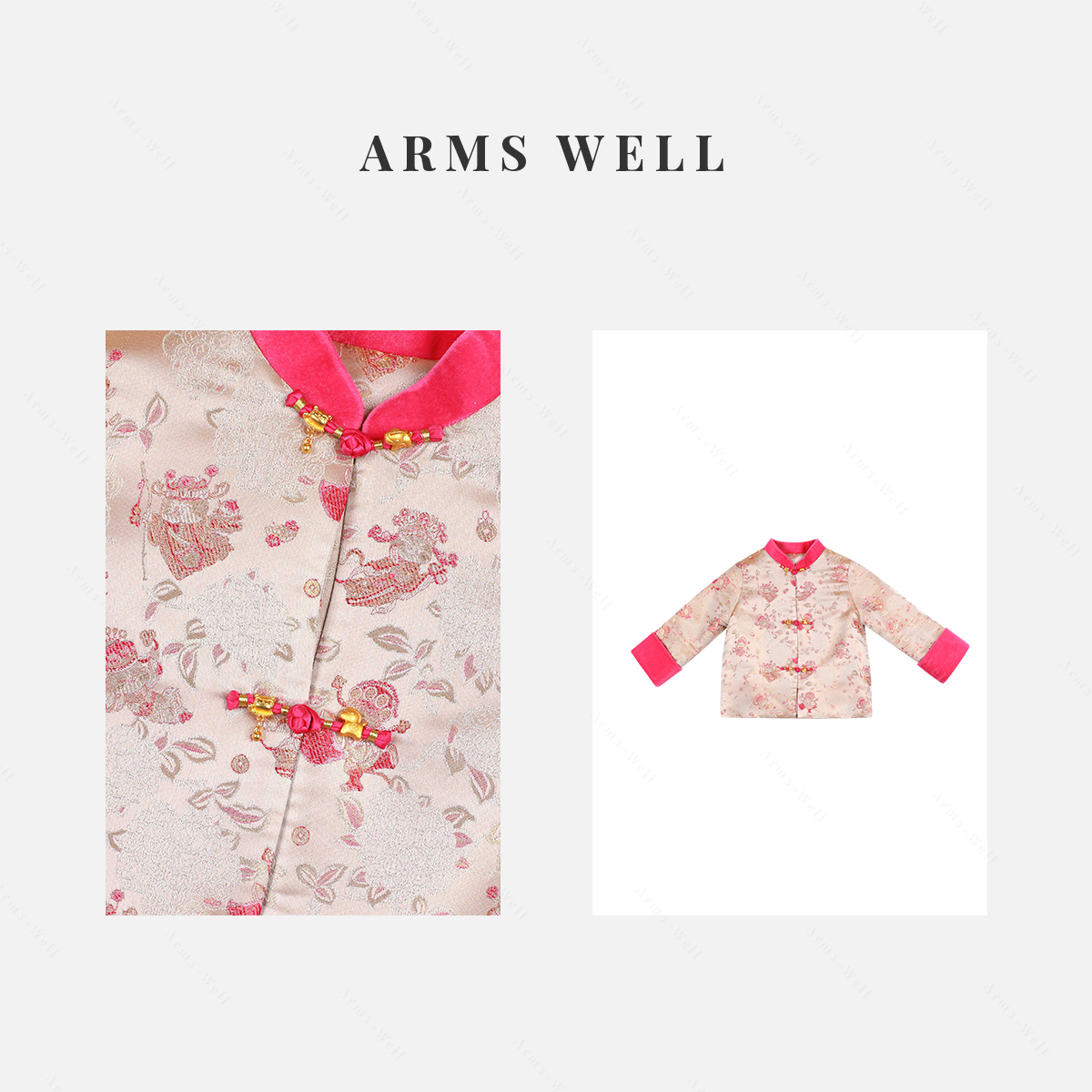 王囡囡 香槟色小财神加棉新中式国风外套（童装）L434