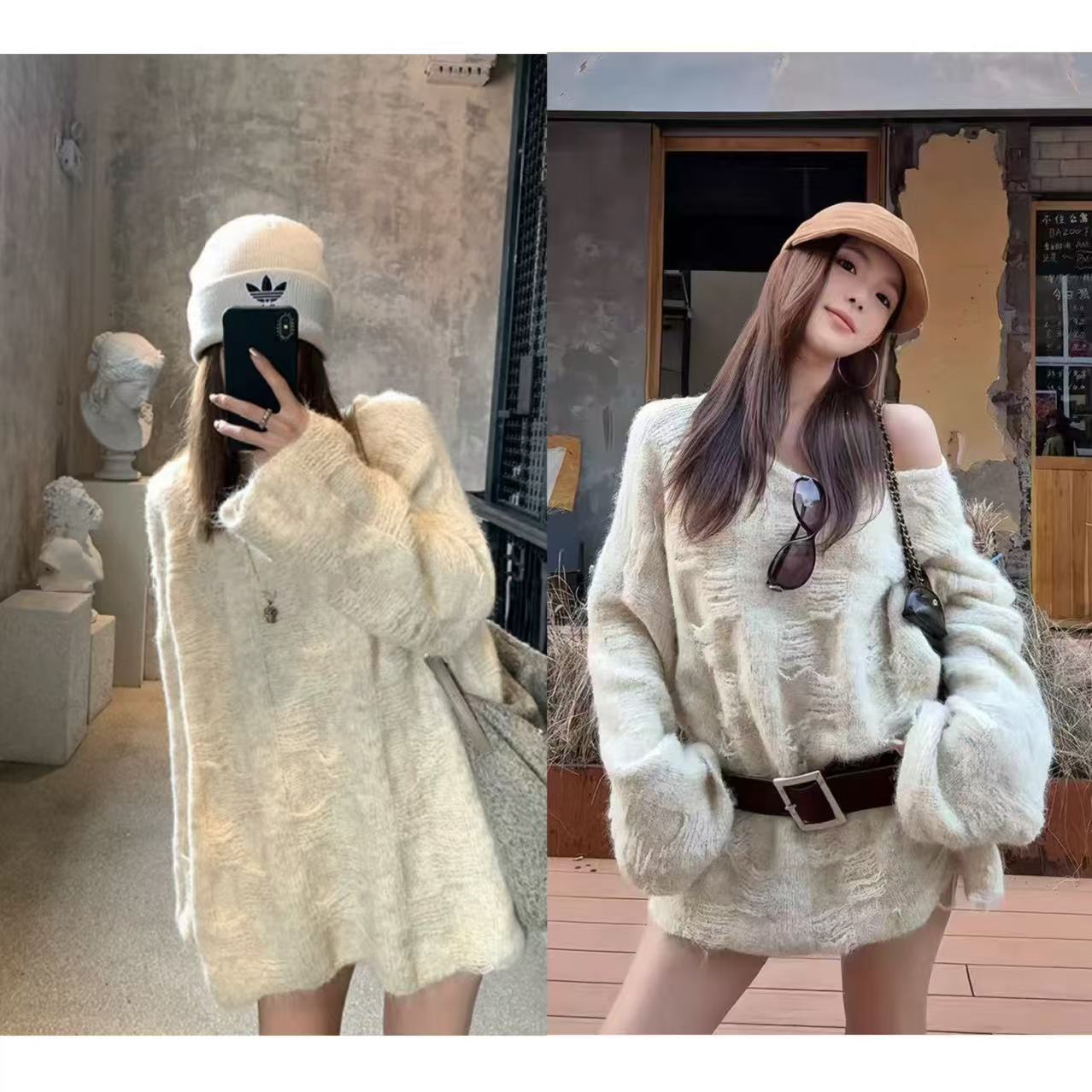 徐秋阳   松弛雾感  冬季新款百搭时尚休闲显瘦显白毛衣YM545