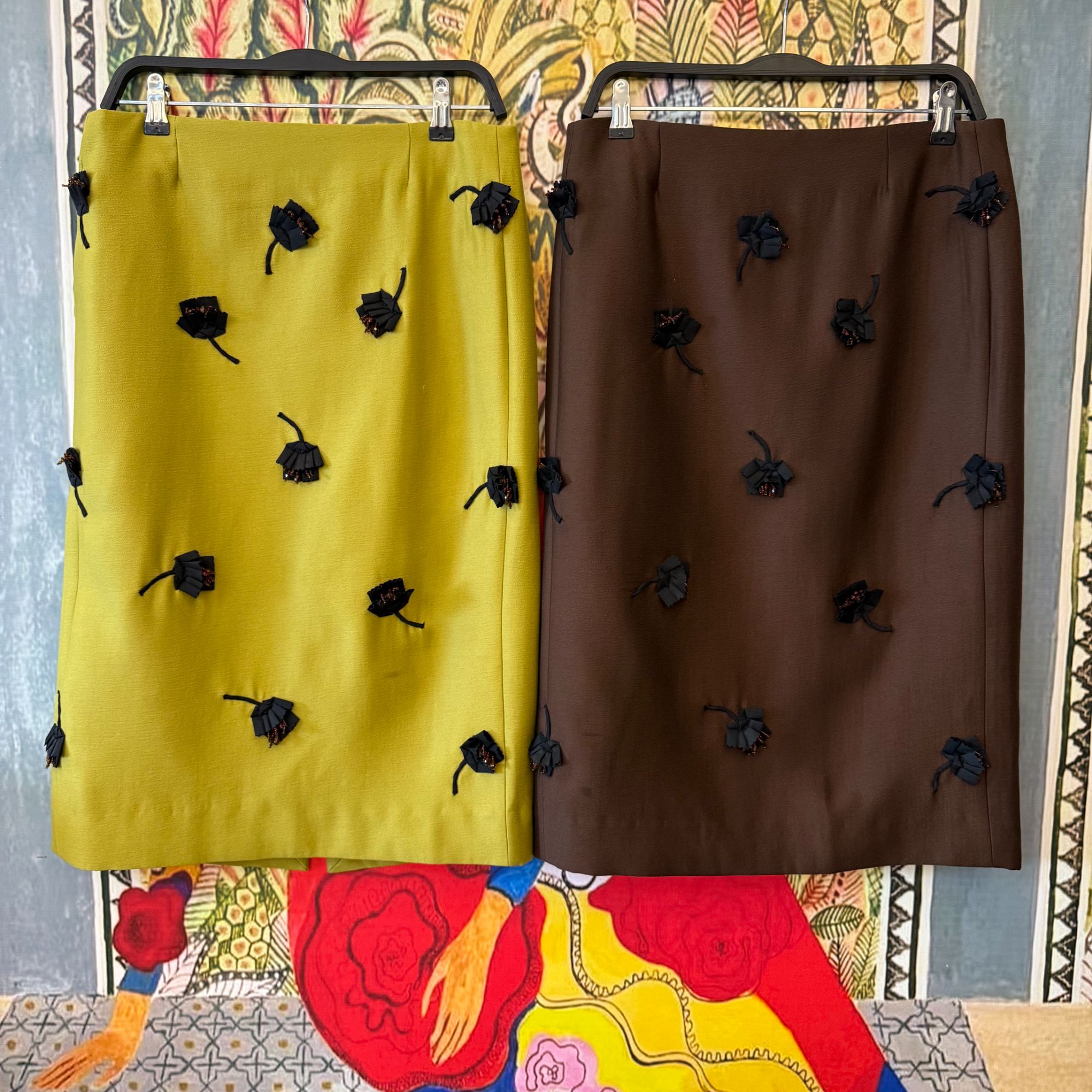 【大G精选】“黑蔷薇” 设计感含羊毛立体花西装半裙