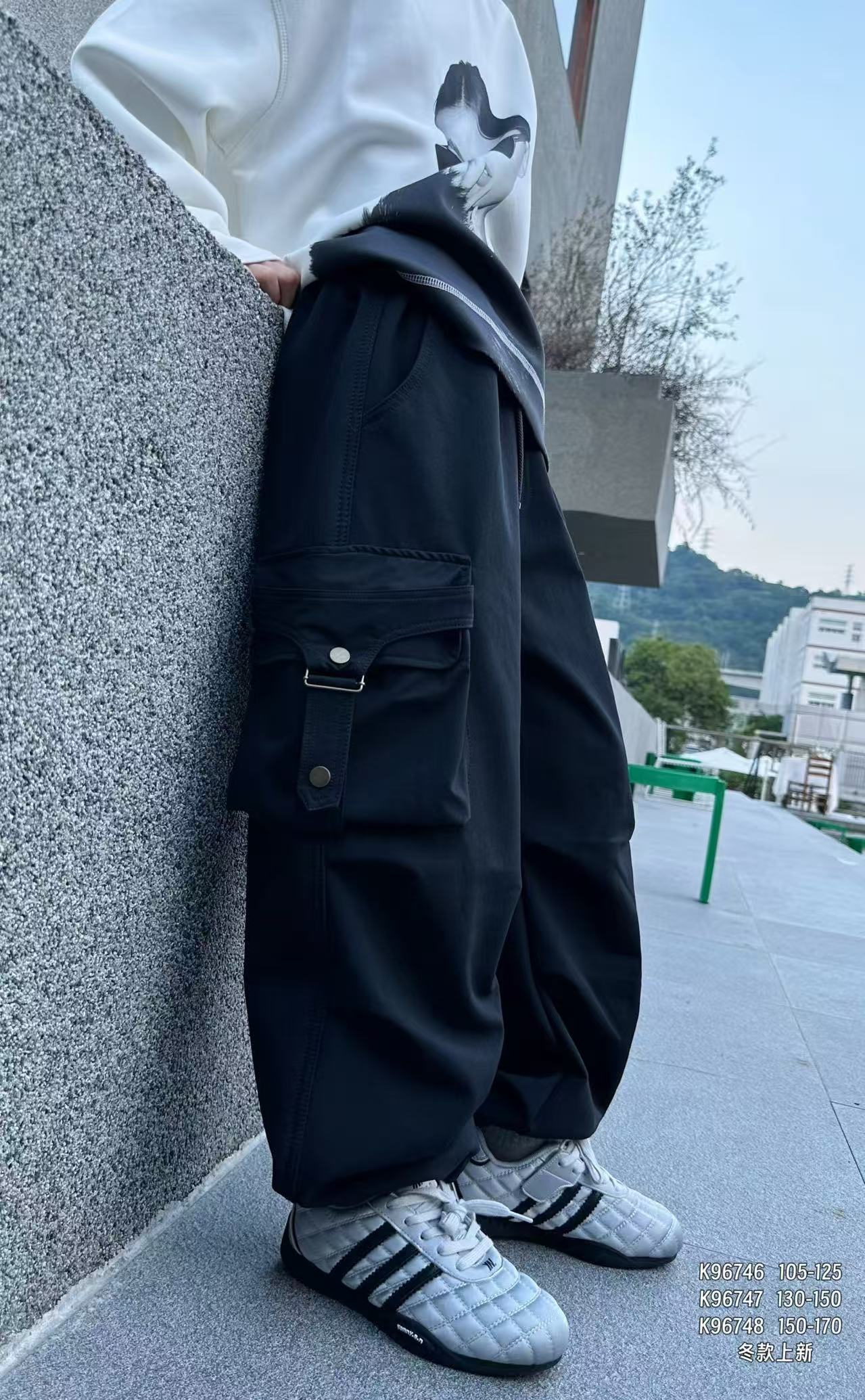 96747冬季儿童新款加绒工装裤