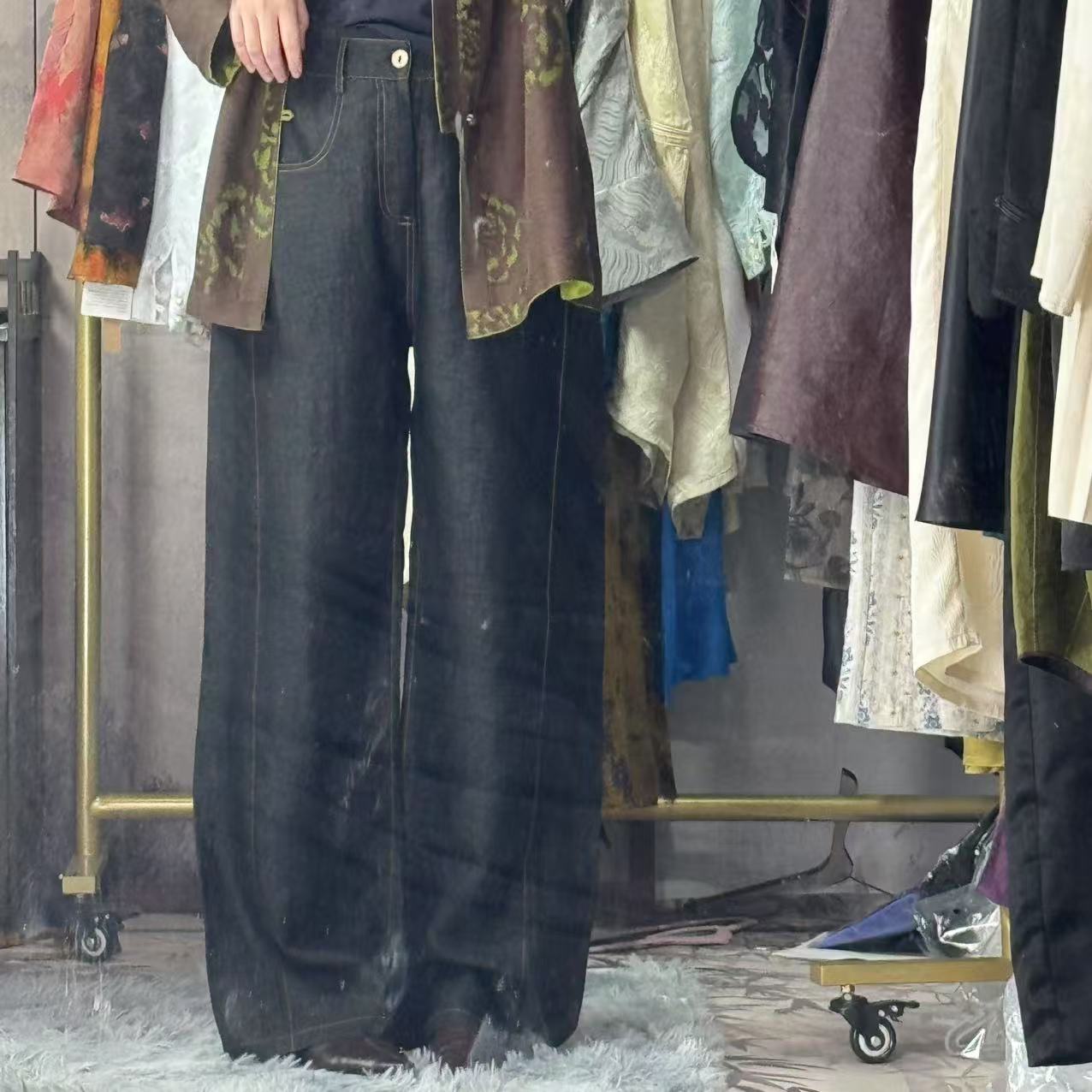 100桑蚕丝！爆裂黑龟牛仔裤