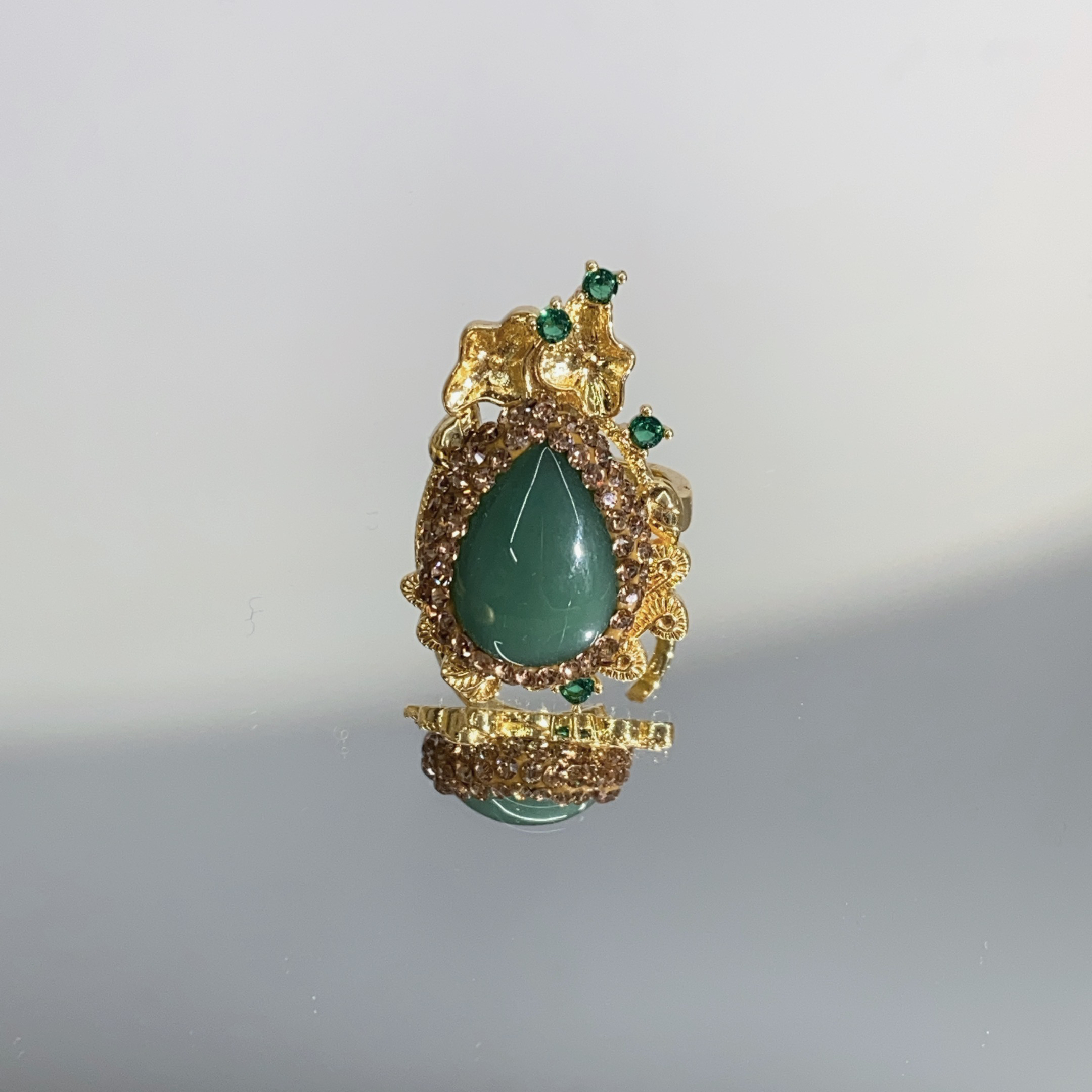 铜合金合成锆石戒指 TTSD 绿色施华洛时尚潮流百搭款戒指 1112