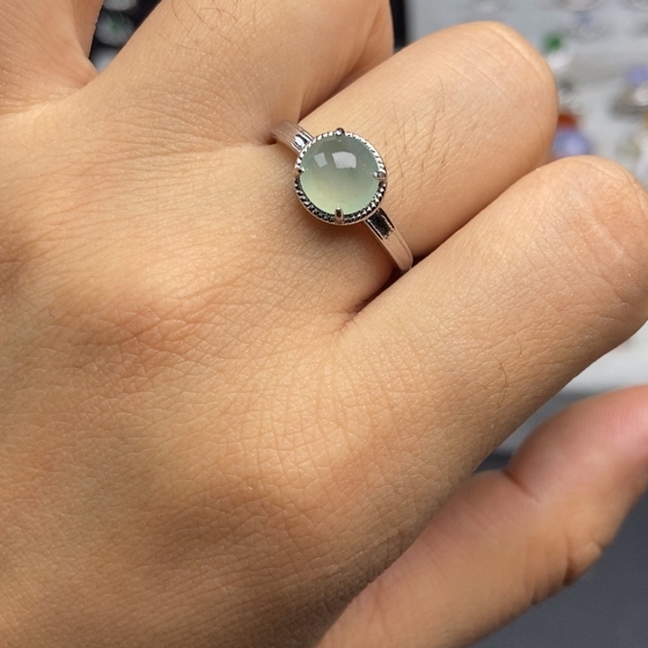 翡翠戒指银S925镶嵌戒指