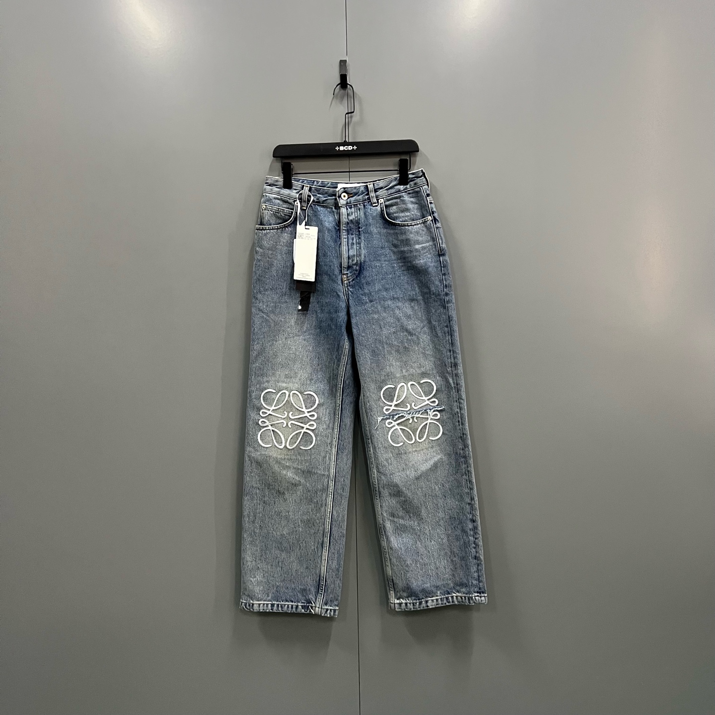 99新 LOEWE/罗意威 zt1 25时装秀蓝色刺绣徽标牛仔裤 46码/018619