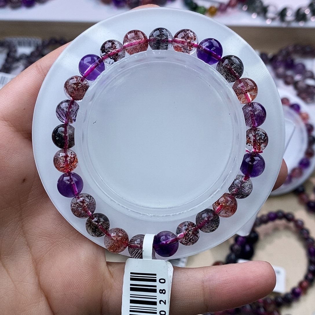 水晶手链未镶嵌黑加仑超七7m