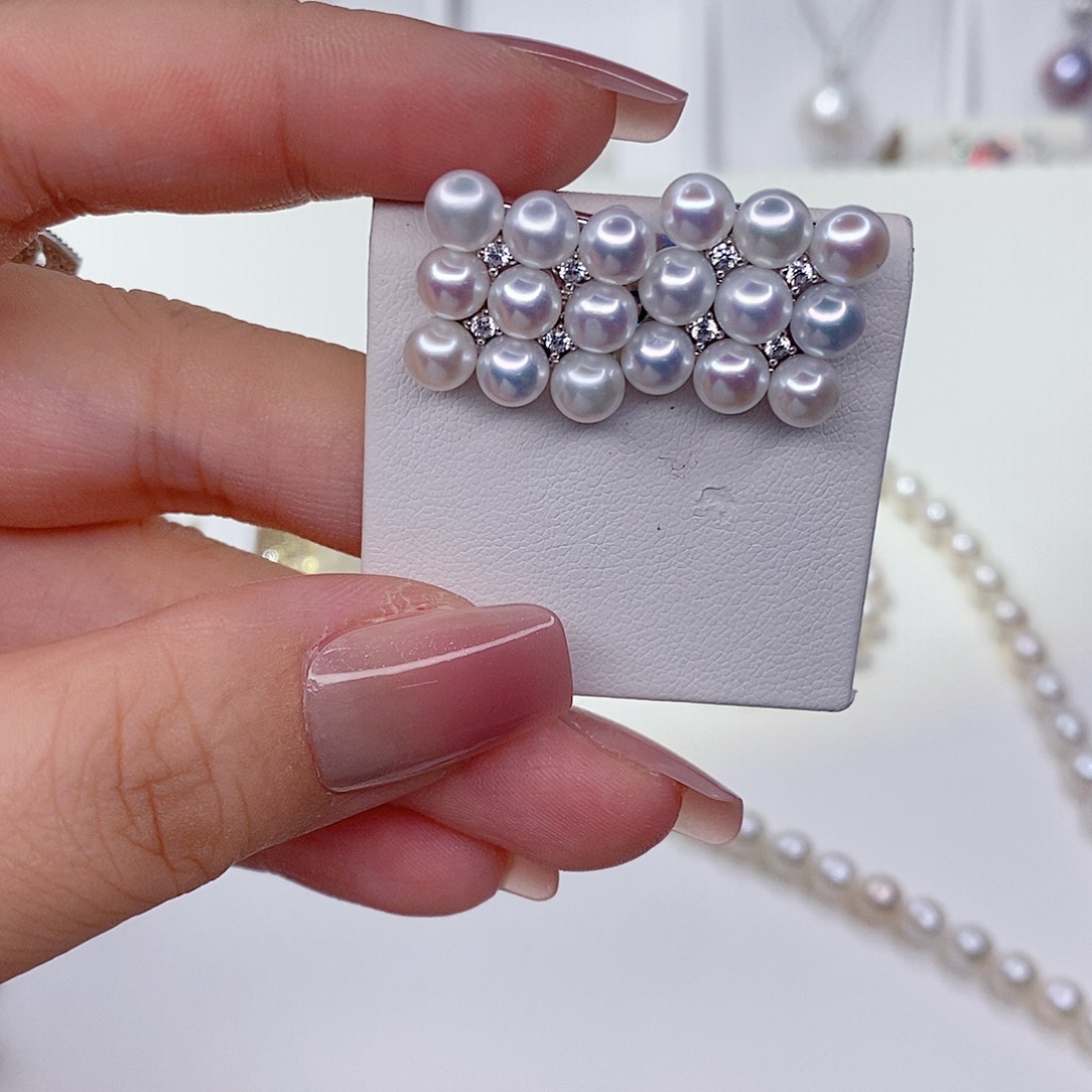 冬***球耳饰淡水珍珠银S925镶嵌