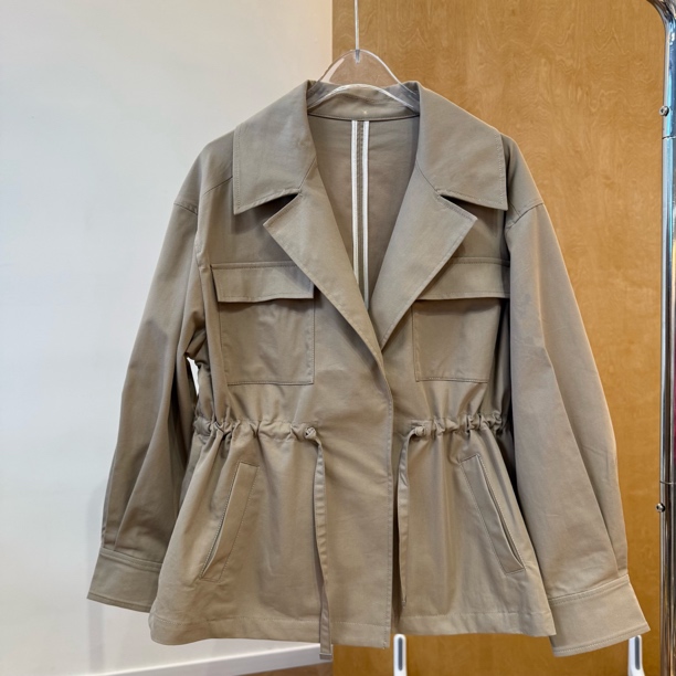 【柳条儿】梦中的风衣 极简风收腰抽绳通勤短外套翻领气质短风衣