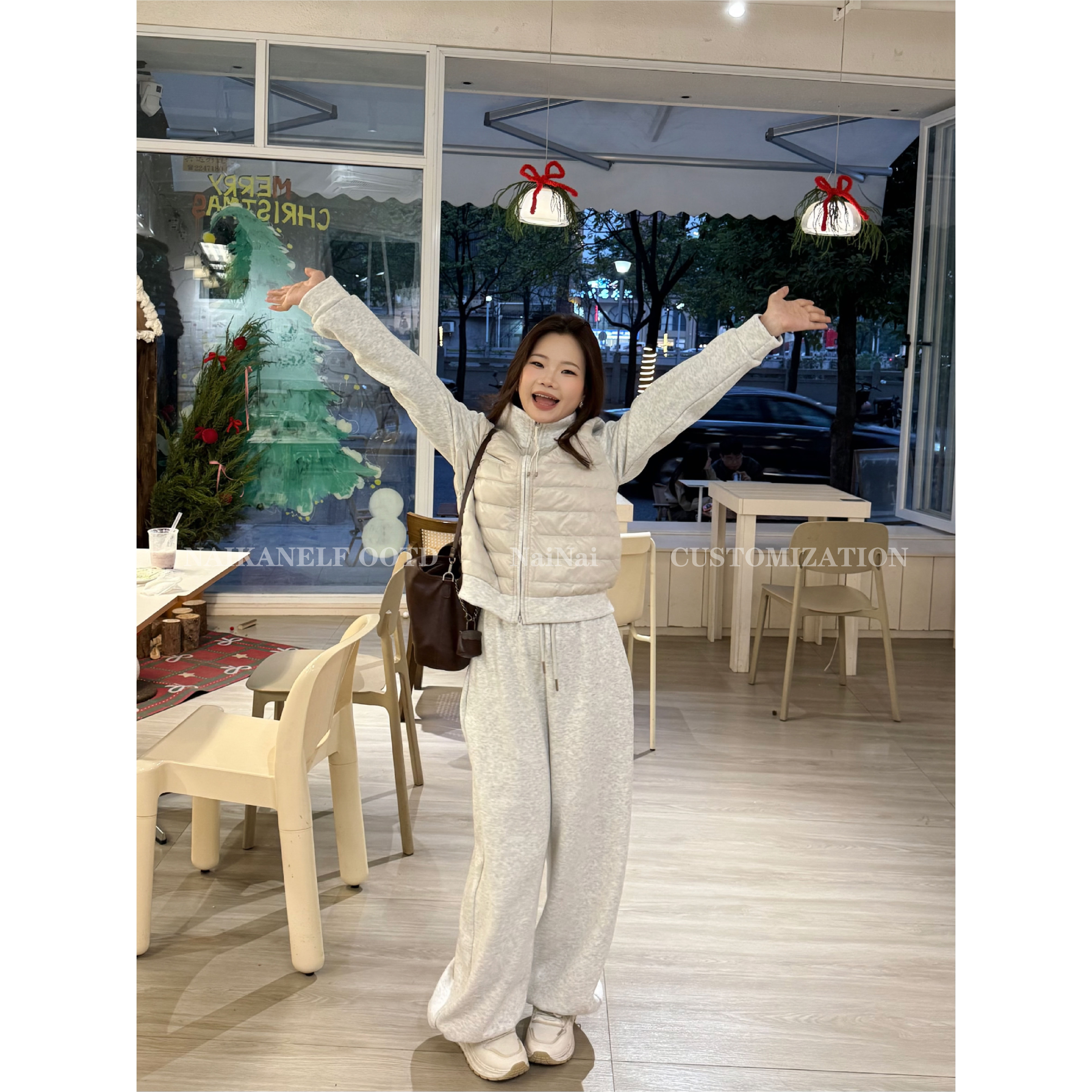 奈看小个子【排骨羽绒】冬款加厚白鸭绒保暖显瘦休闲运动两件套