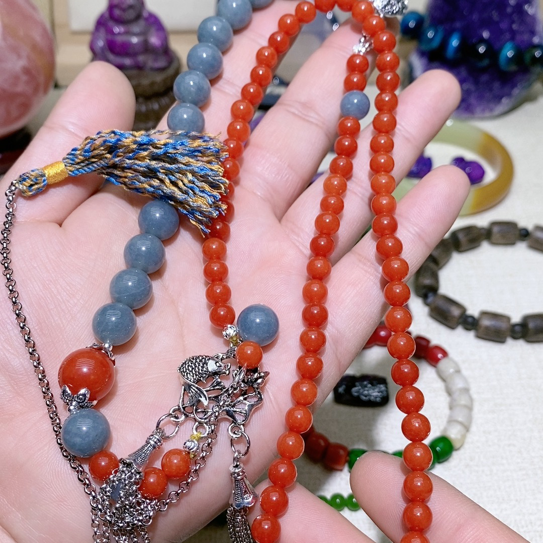 非金属仿水晶项链 时尚饰品红色项链蓝采和工艺品