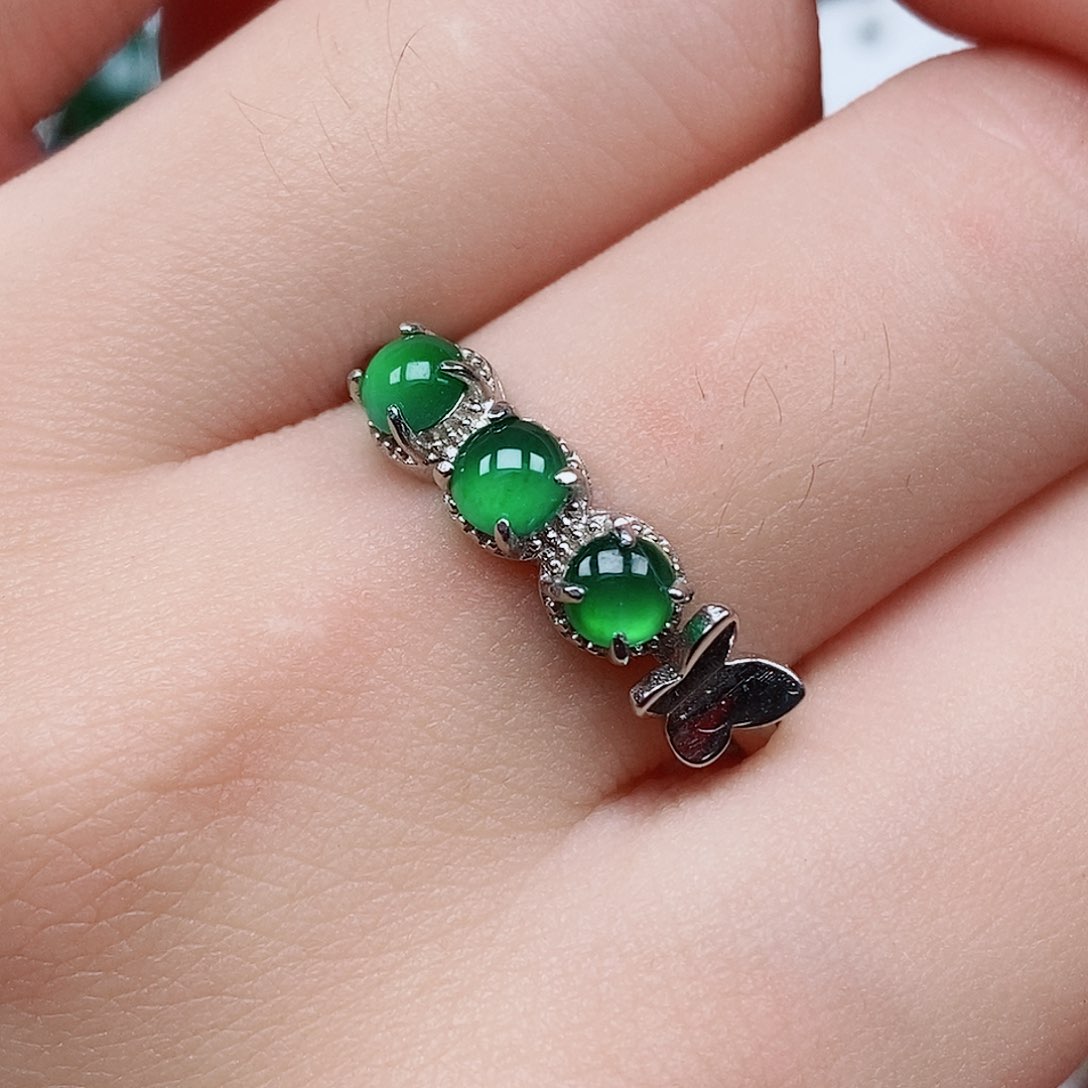 翡翠戒指银S925镶嵌戒指