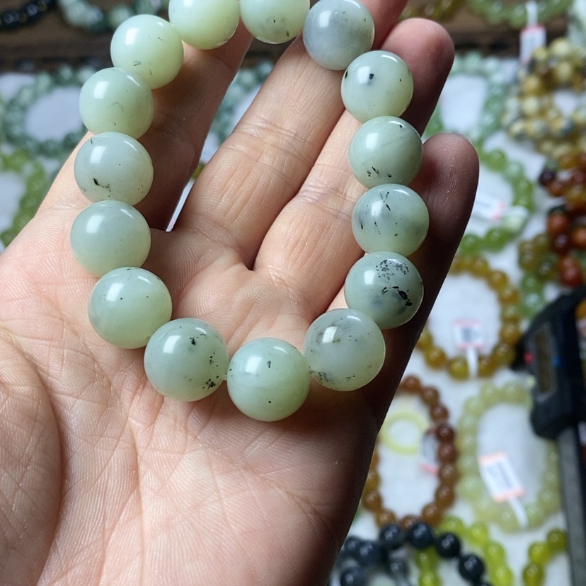 【闪购商品】蛇纹石玉手串未镶嵌卡14