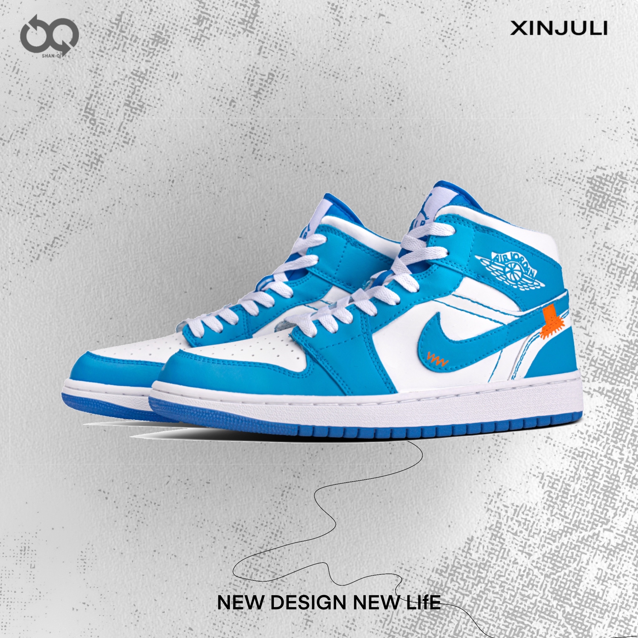 NIKE/耐克【定制球鞋】Air Jordan1 学院蓝 皮革 vibe潮流 美式街头