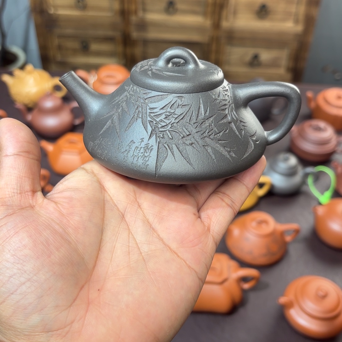 爱***虾紫砂茶壶彭年石瓢180毫升