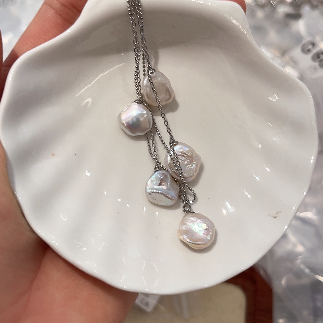 淡水珍珠银S925镶嵌颈饰