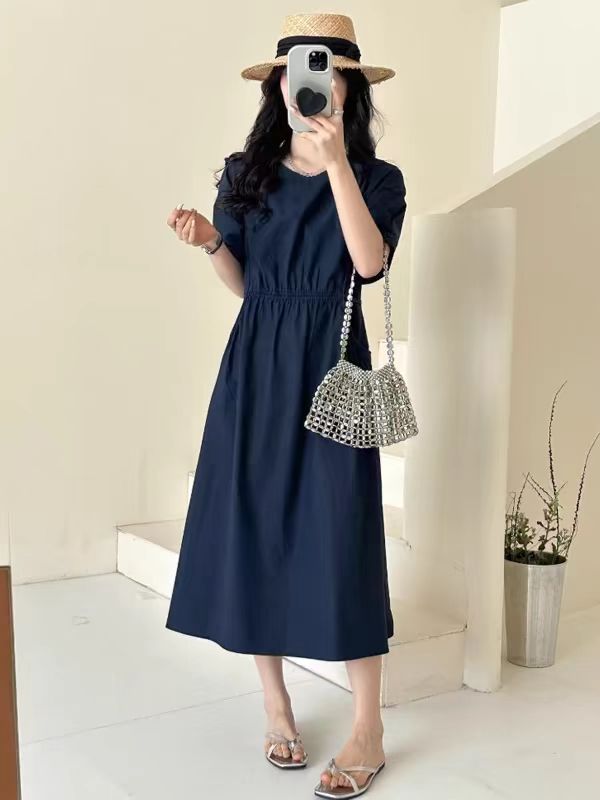 2536款连衣裙韩版收腰显中长款A字连衣裙