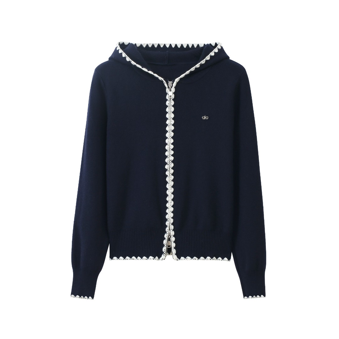 减龄设计感洋气针织衫韩版连帽针织衫女2025新款早秋宽松百搭开衫