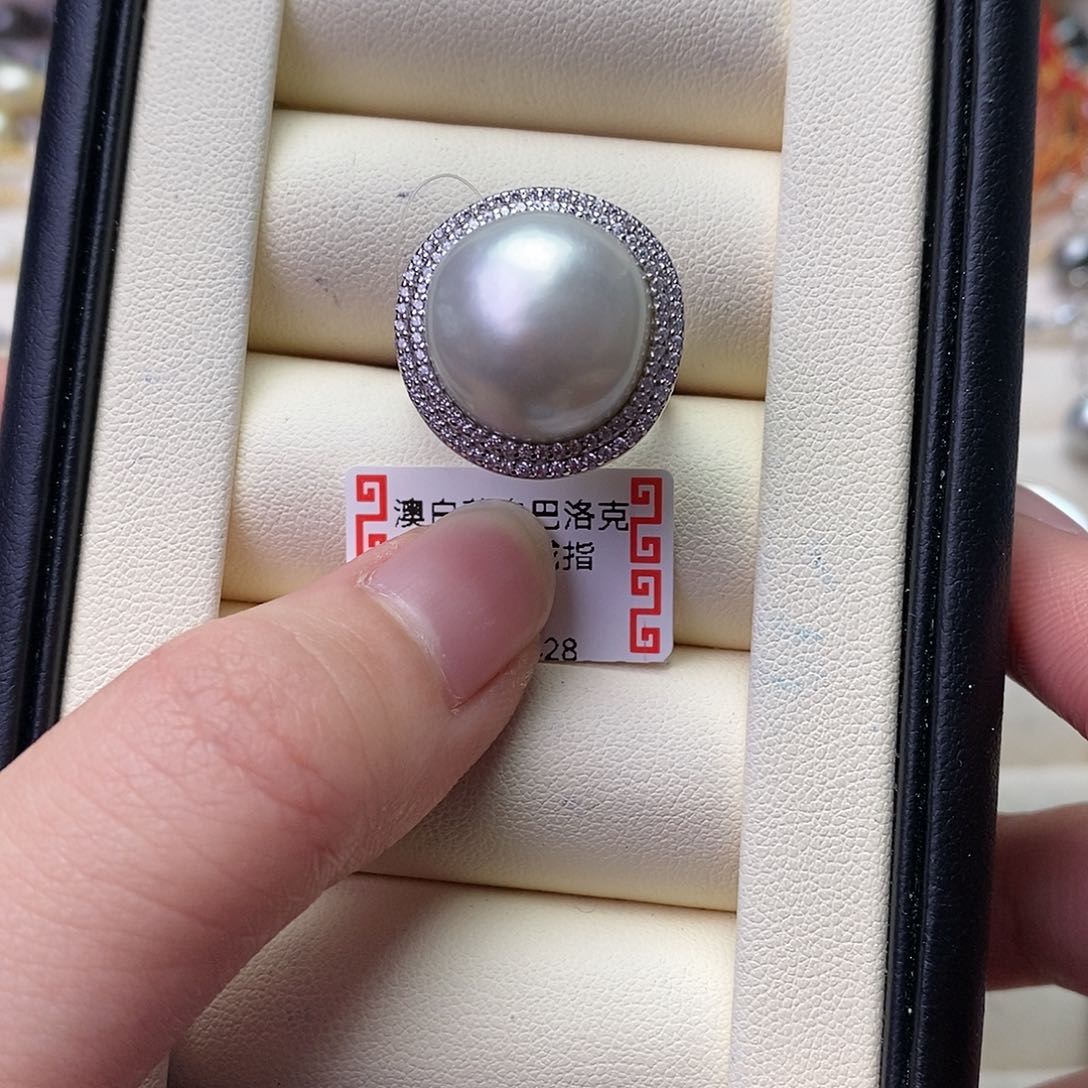 海水珍珠戒指银S925镶嵌