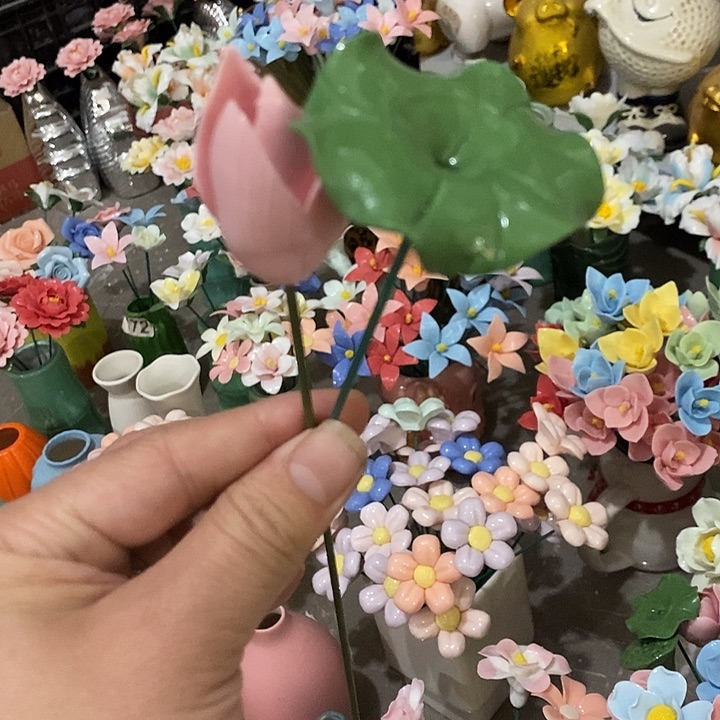 瓷片纯手工陶瓷花摆件1