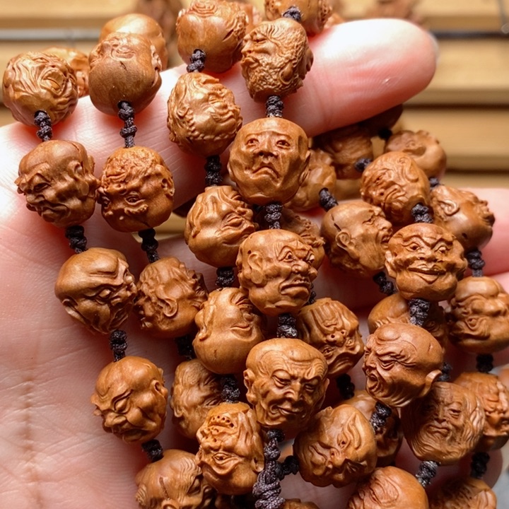 桃核雕刻54颗双面108罗汉