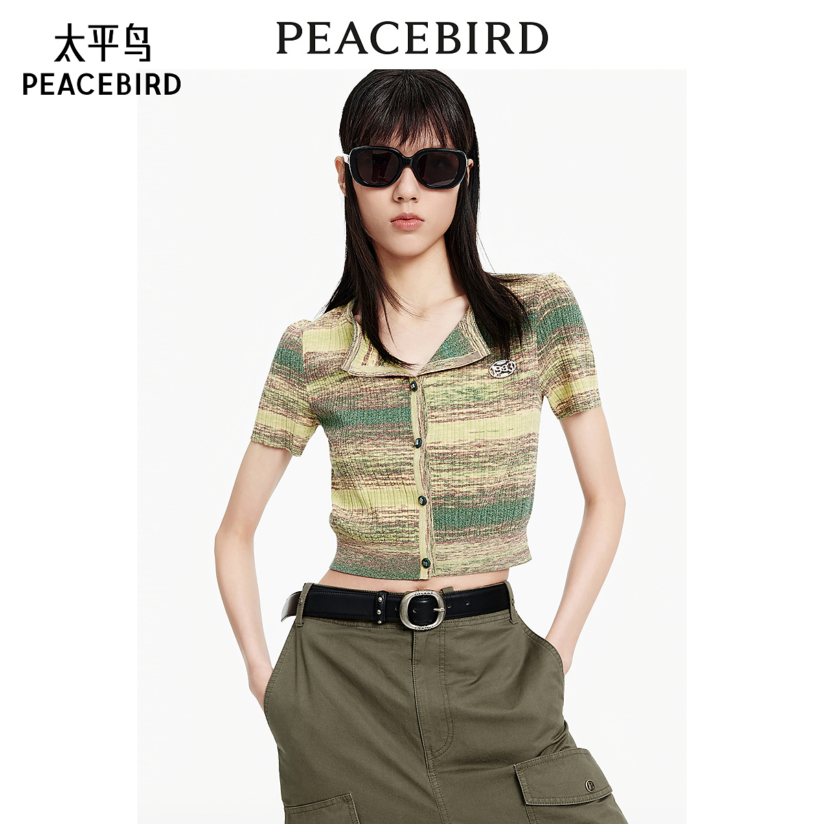 【赵老板专属】太平鸟女装小翻领线套衫针织衫A3EEE2497