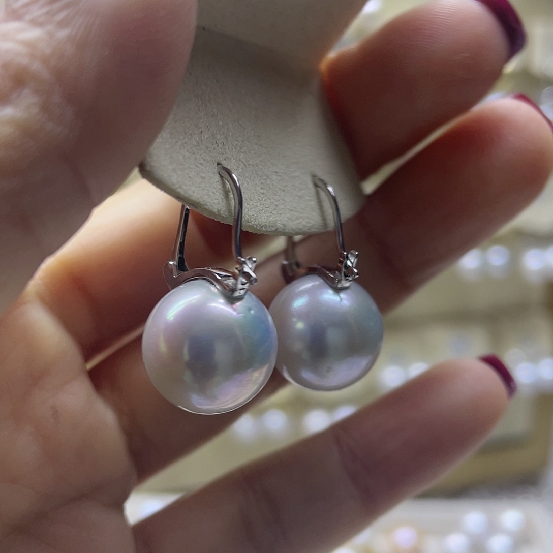 淡水珍珠耳饰银S925镶嵌