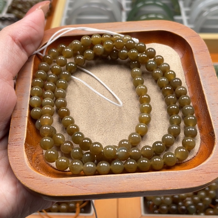 和田玉珠串6mm未镶嵌