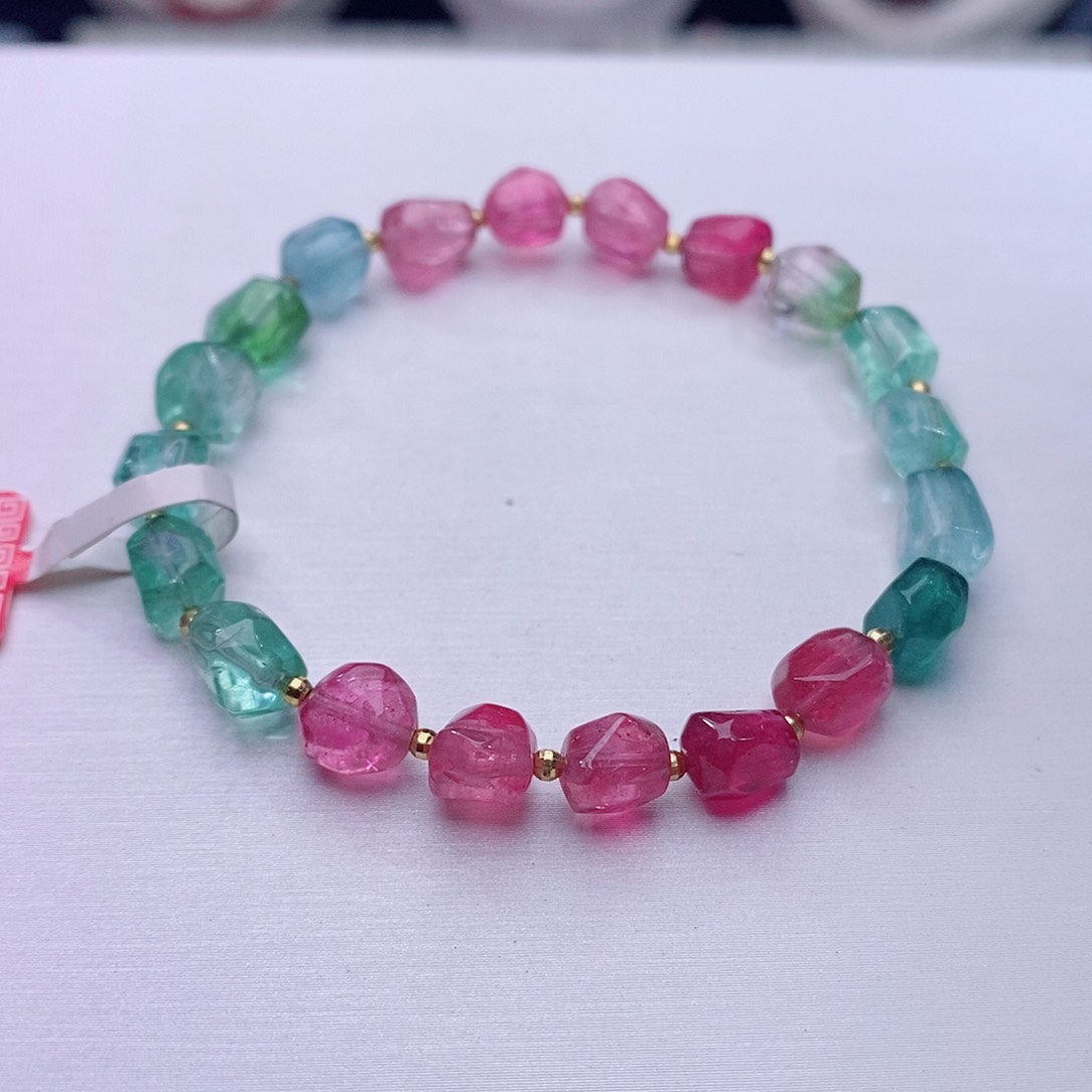 碧玺手链18K金镶嵌碧玺手链