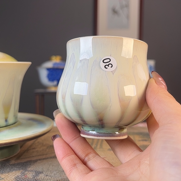 摆件景德柴烧茶杯多人