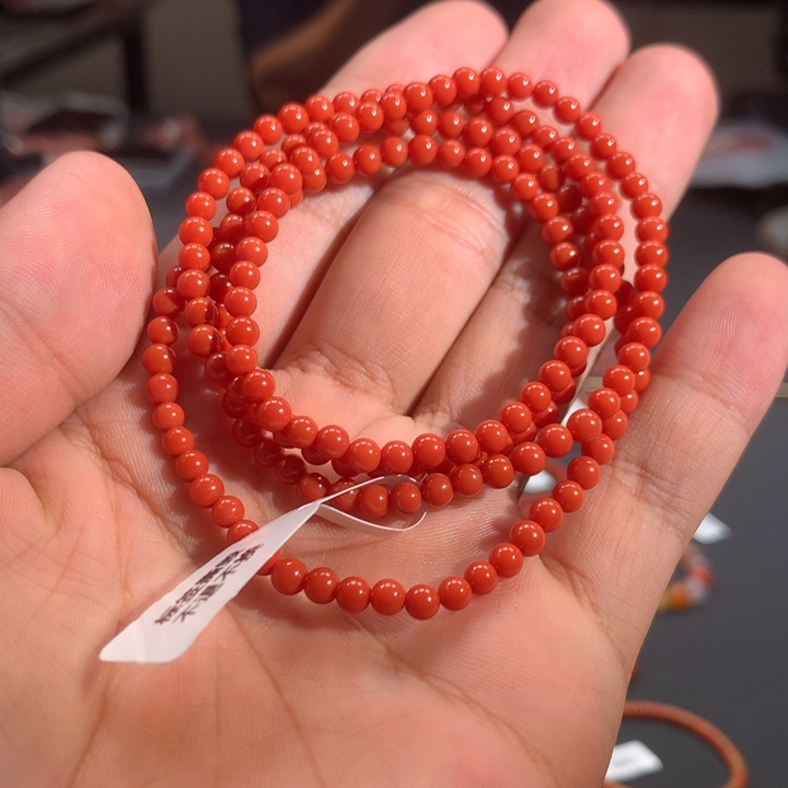 瑞***瑞南红玛瑙未镶嵌多圈4mm➕官坡锦红