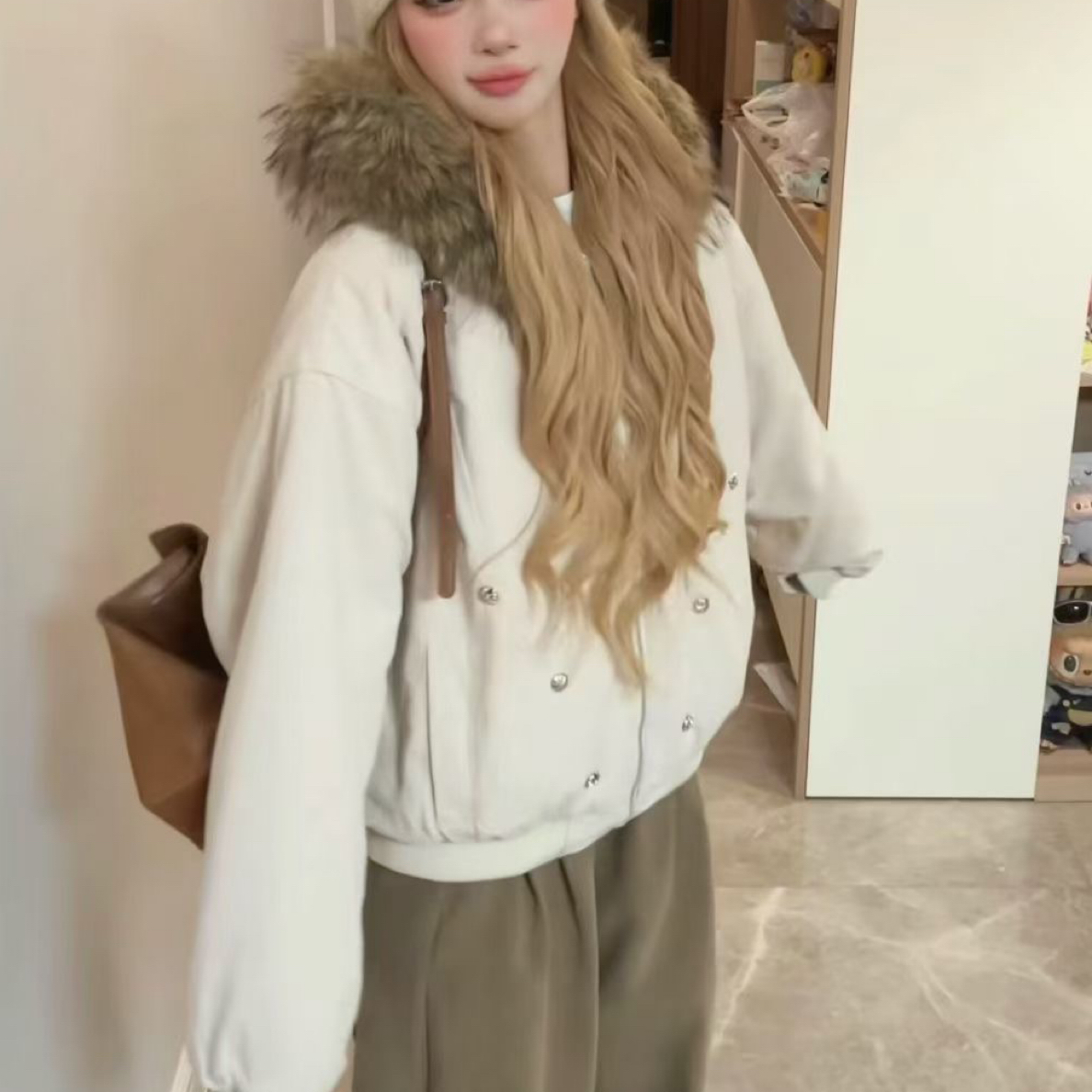 1891拼接大毛领派克服