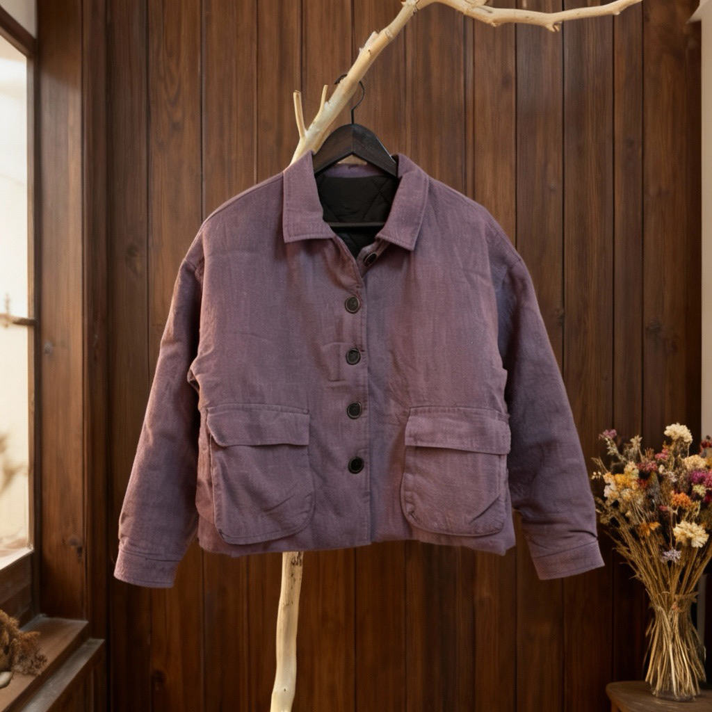 冬季新款立体口袋加厚保暖休闲亚麻棉服外套