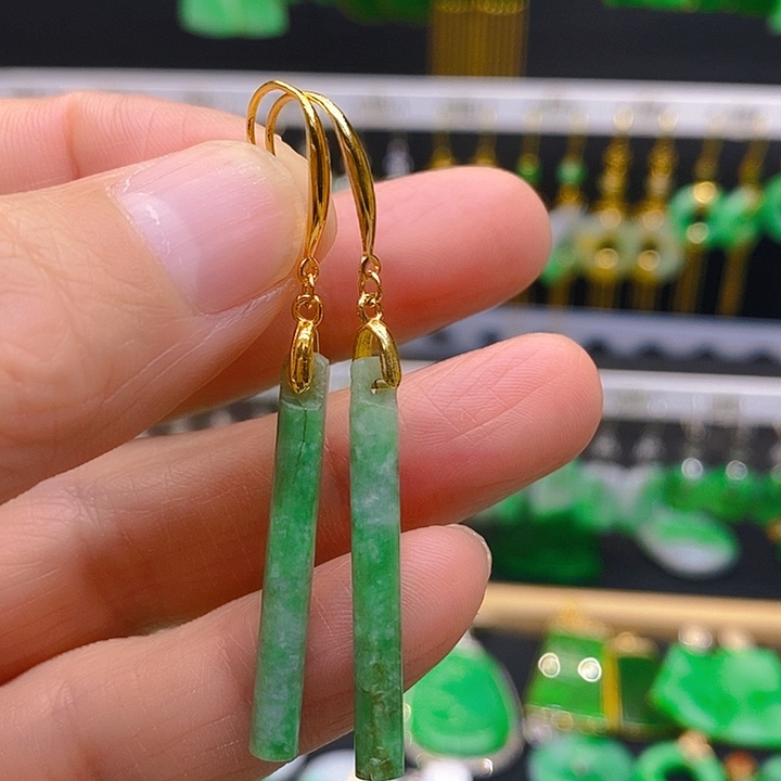 翡翠耳饰银S925镶嵌耳坠