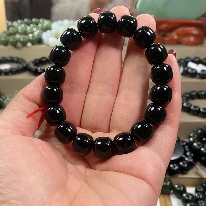 和田玉颈饰未镶嵌新疆和田玉黑青籽手串卡12老型