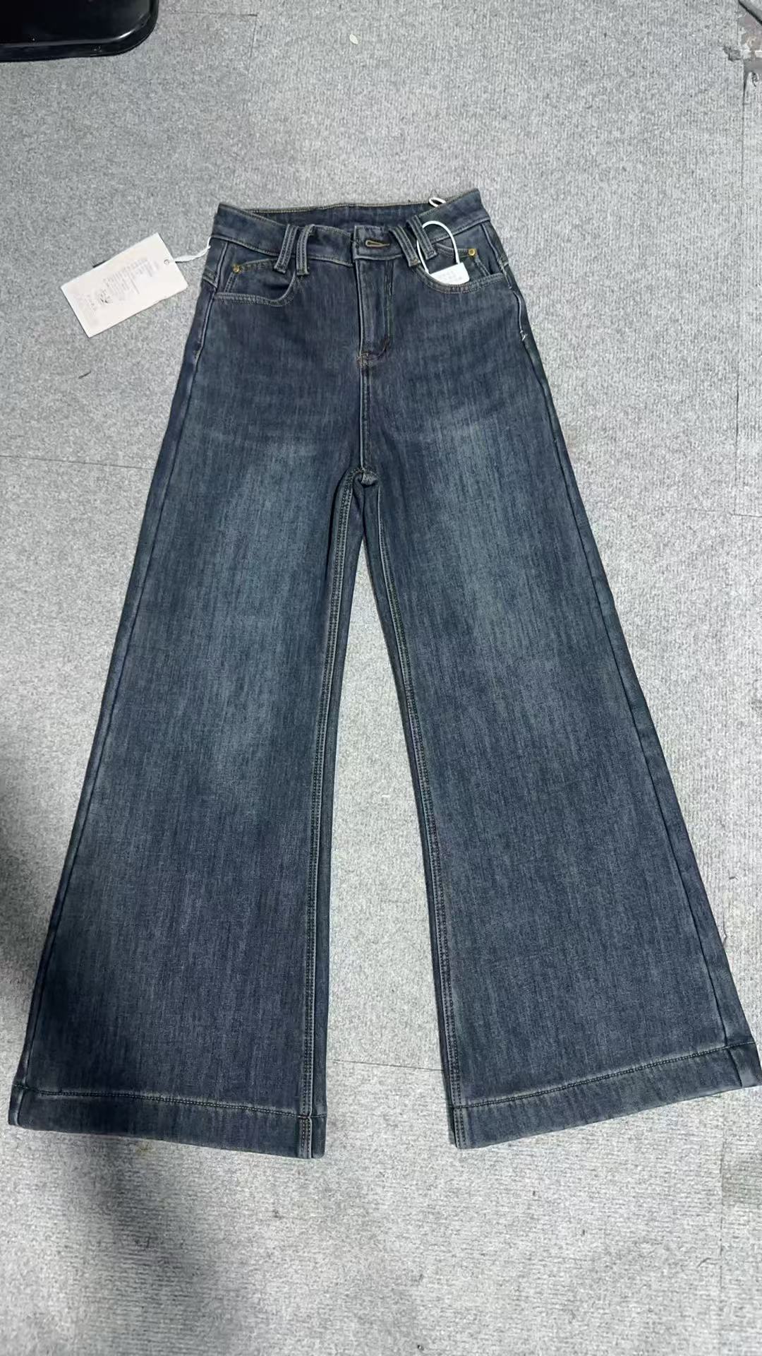 【800-863】【加绒】2025冬季复古高腰A版休闲直筒阔腿牛仔裤