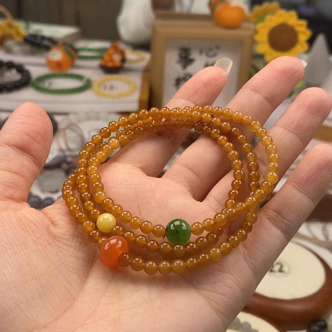 和田玉手串未镶嵌艳*