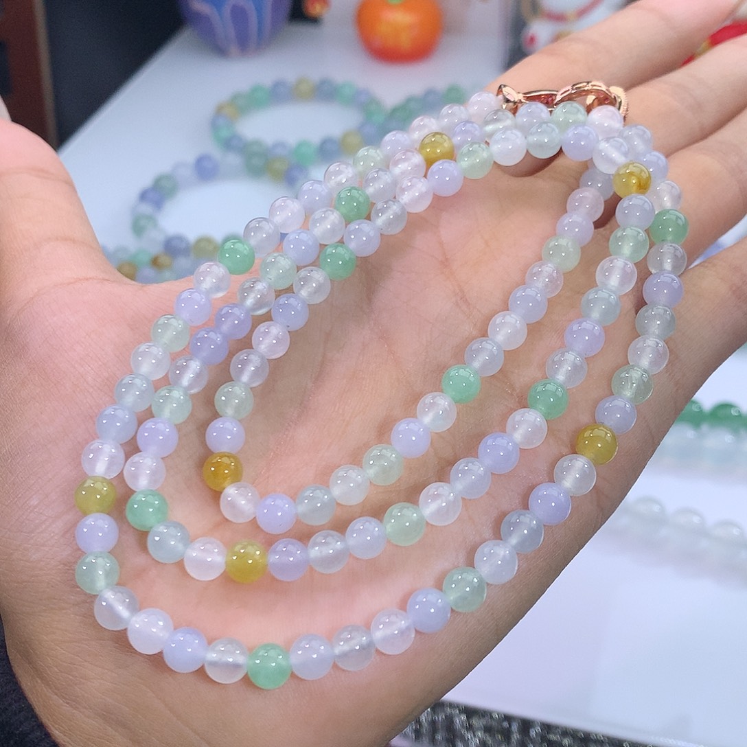 翡翠未镶嵌手链10号 冰多宝项链