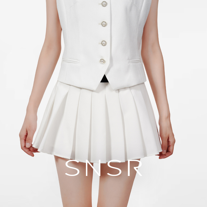 SNSR/圣妮思25秋季新款芭蕾少女高腰拼色miu系百褶裙25B0532DQ422