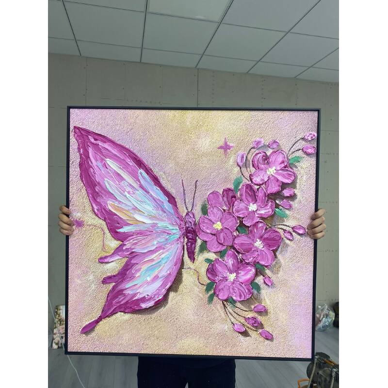 奶油风蝴蝶挂画客厅沙发背景墙卧室桌面斗柜装饰画M13