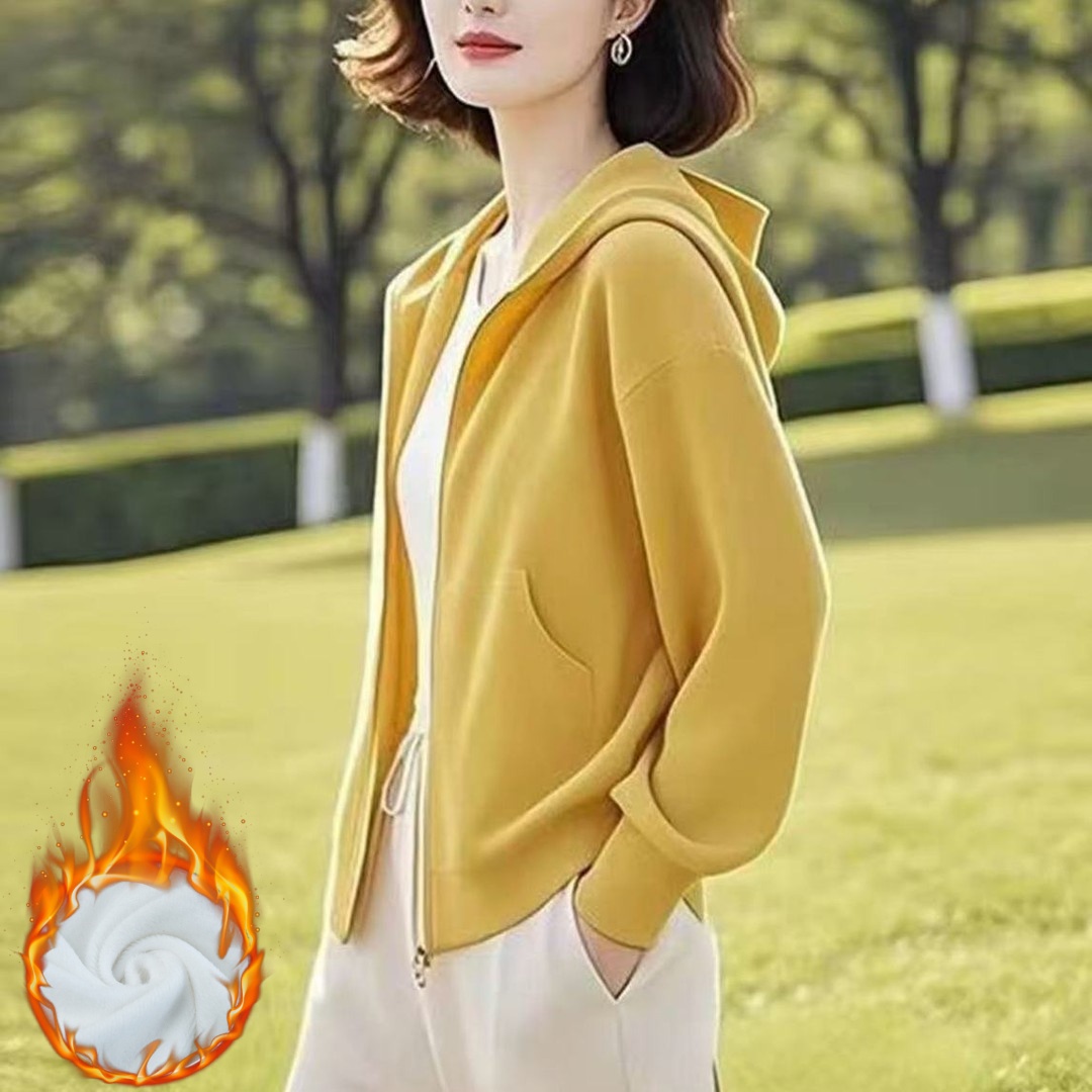 秋冬款宽松卫衣女韩版新款中老年妈妈装纯色连帽外套女长袖