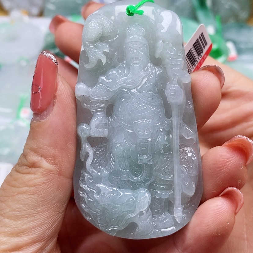 【闪购商品】翡翠颈饰未镶嵌天然翡翠A货御龙关公