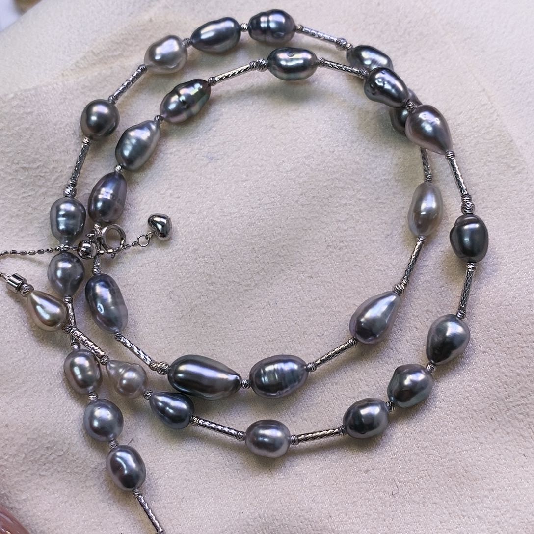 18K金镶嵌海水珍珠颈饰3**咔