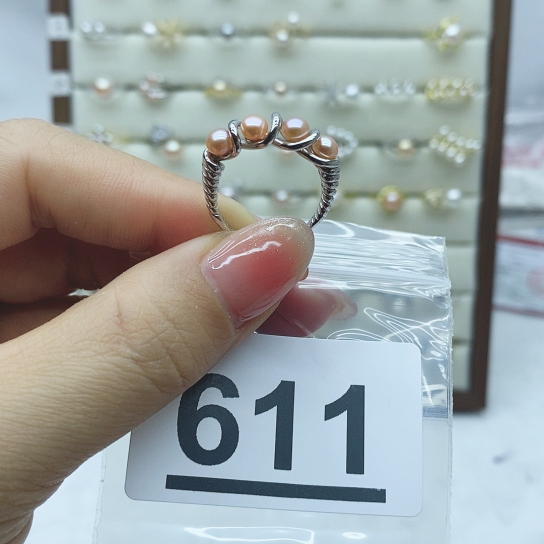 淡水珍珠戒指银S925镶嵌611