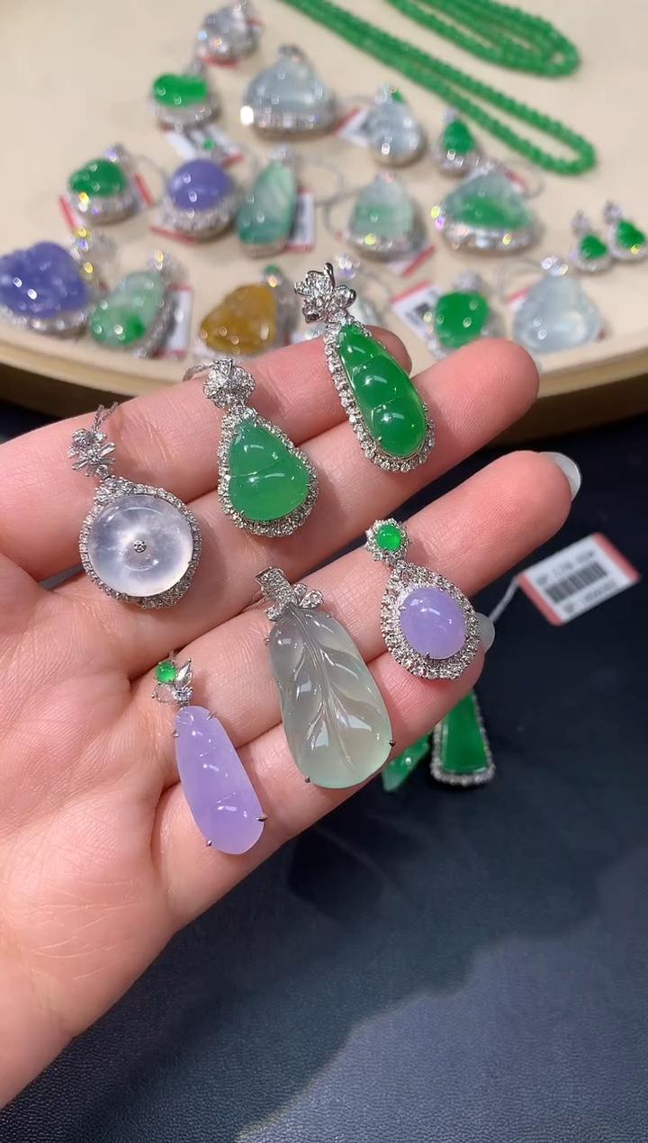 【彩虹盘】翡翠吊坠-多样性发一件-18K金镶嵌-QQ11|CXQ21