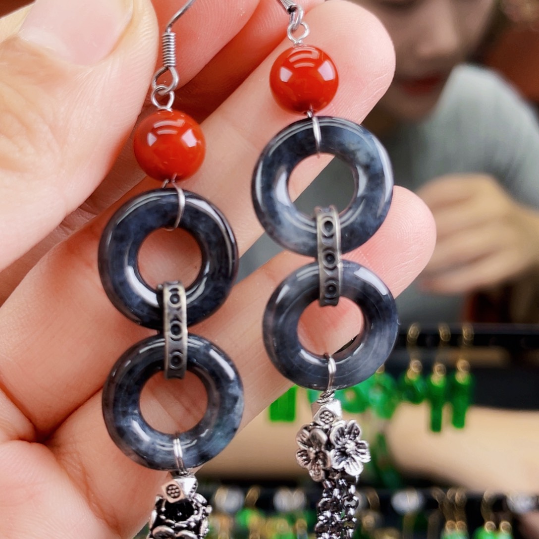 翡翠未镶嵌耳饰饰品