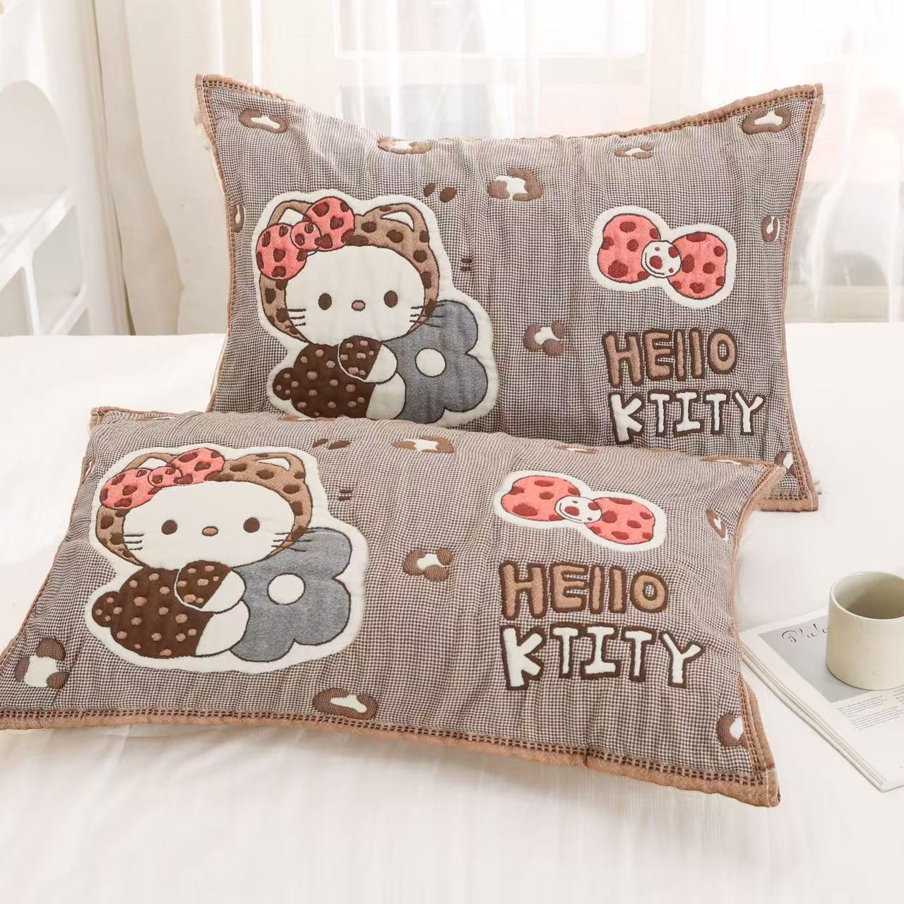 【豹纹kt】 52cm*78cm色织棉纱泡芙棉加厚枕巾一对         