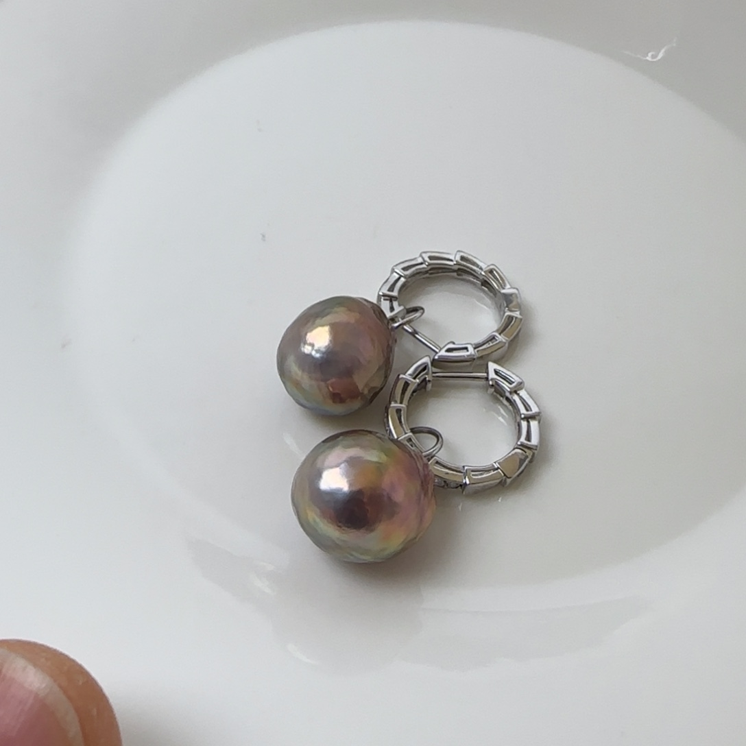 银S925镶嵌淡水珍珠耳饰