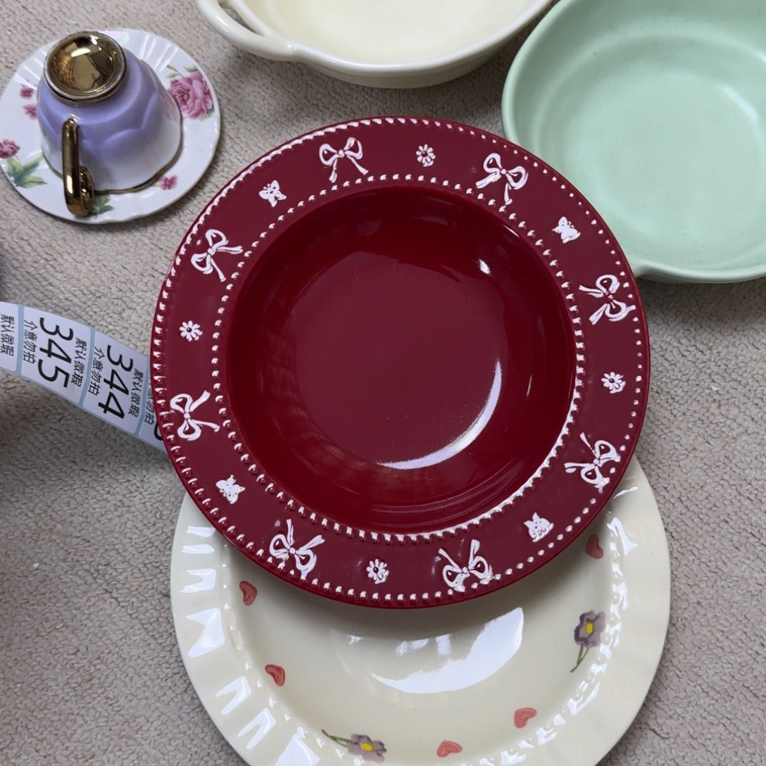 无盖款陶瓷红蝴蝶结 小花